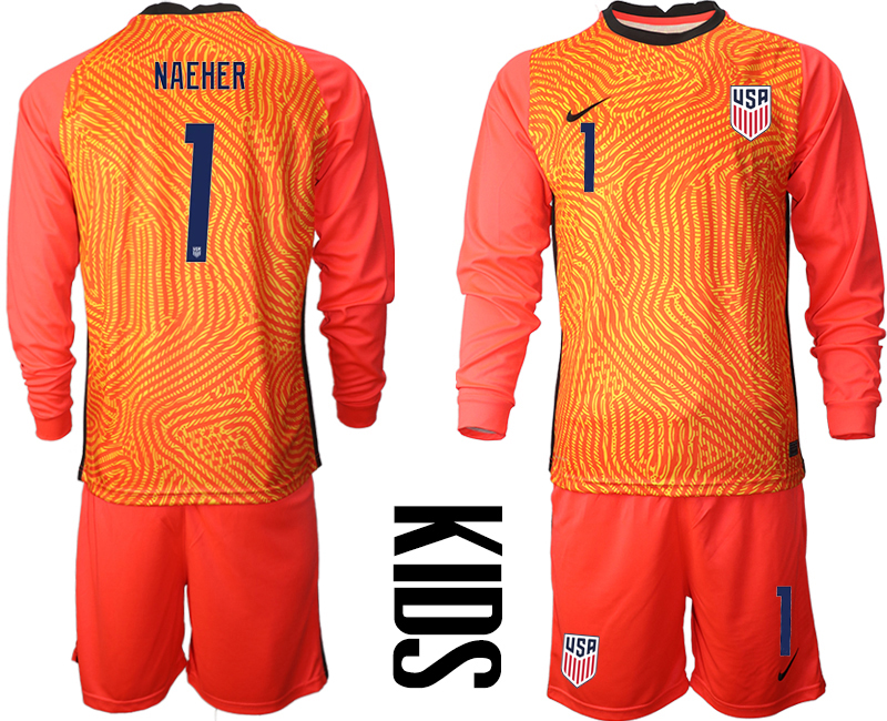 Cheap Youth 2020-2021 Season National team United States goalkeeper Long sleeve red 1 Soccer Jersey